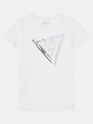 Guess T-Shirt J5RI12 K6YW4 Biały Regular Fit. Białe t-shirty i topy dla dziewczynek Guess, z aplikacjami, z bawełny, bez ramiączek. Za 59.99 zł.