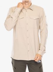 Koszula turystyczna męska Vaude Rosemoor LS Shirt II. Brązowe koszule męskie Vaude, m, bez wzorów, z materiału, bez kołnierzyka, bez ramiączek. Za 343.70 zł.