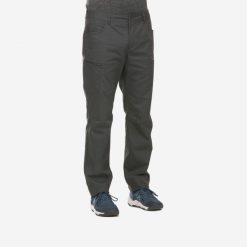 Spodnie turystyczne męskie Quechua NH500 Regular. Szare spodnie sportowe męskie QUECHUA, l, bez wzorów, z bawełny, trekkingowe. Za 99.99 zł.