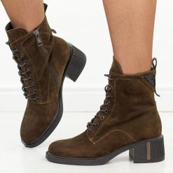 Khaki skórzane botki damskie na obcasie Vinceza 89162. Brązowe botki damskie VINCEZA, na jesień, z dzianiny, eleganckie, z okrągłym noskiem, bez obcasa, na obcasie, bez zapięcia. Za 359.00 zł.