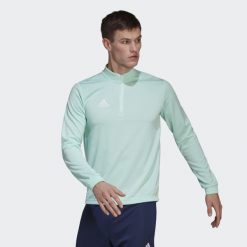 Bluza piłkarska męska Adidas Entrada 22 Training Top. Zielone bluzy męskie Adidas, m, bez wzorów, bez kołnierzyka, bez ramiączek, do piłki nożnej. Za 103.99 zł.