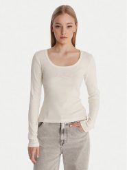 Guess Jeans Bluzka W6RP24 KA0H1 Écru Slim Fit. Bluzki damskie Guess Jeans, l, z aplikacjami, z bawełny, bez kołnierzyka, bez ramiączek. Za 199.99 zł.