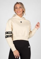 Tracey Cropped Bluza z kapturem - Beżowy. Brązowe bluzy damskie GORILLA WEAR, l, bez wzorów, z bawełny, z kapturem. Za 356.00 zł.