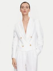 ViCOLO Marynarka TB0790 Biały Regular Fit. Białe żakiety damskie ViCOLO, s, bez wzorów, ze lnu. Za 659.99 zł.