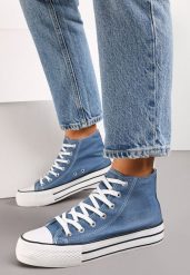 Granatowe Sznurowane Trampki z Cholewką za Kostkę Raniea. Niebieskie trampki i tenisówki damskie Renee, bez wzorów, za kostkę, bez zapięcia. Za 64.99 zł.