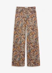 Spodnie wide leg z mieszanki bawełny ze stretchem. Czarne spodnie materiałowe damskie bonprix, bez wzorów, z bawełny. Za 169.99 zł.