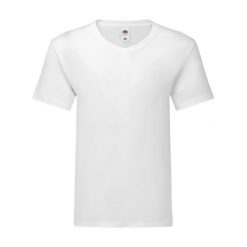 Męska Koszulka Iconic 140 Z Dekoltem V. Białe koszulki sportowe męskie Fruit of the Loom, m, bez wzorów, bez kołnierzyka, bez ramiączek, trekkingowe. Za 48.99 zł.
