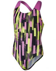 Strój pływacki jednoczęściowy dziecięcy Speedo Digital Allover Splashback. Czarne stroje kąpielowe dla dziewczynek Speedo, bez wzorów, z materiału. Za 109.99 zł.