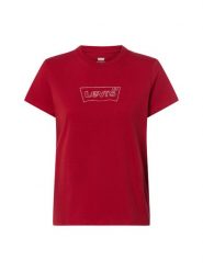 Levi's T-shirt Kobiety Bawełna czerwony, XS. Czerwone t-shirty damskie Levi's, s, bez wzorów, z bawełny, eleganckie, bez kołnierzyka. Za 149.95 zł.