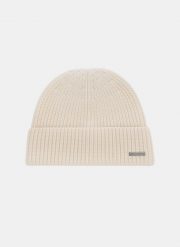 PAKO LORENTE – Beżowa wełniana czapka męska. Brązowe czapki i kapelusze męskie Pako Lorente, na zimę, bez wzorów, prążkowane. Za 249.99 zł.