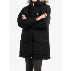 Płaszcz damski Fjallraven Nuuk Parka. Czarne kurtki damskie Fjällräven, bez wzorów, sportowe, bez kaptura. Za 1,816.49 zł.