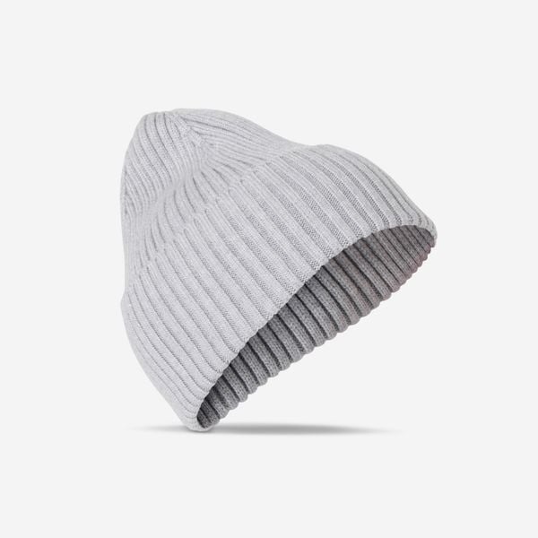 Czapka beanie. Szare czapki i kapelusze męskie Decathlon, bez wzorów, z materiału. Za 54.99 zł.