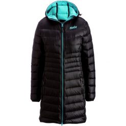 Swix Płaszcz Puchowy Romsdal Black/Tundra Blue S. Czarne płaszcze damskie Swix, na zimę, z puchu, sportowe. W wyprzedaży za 829.00 zł.