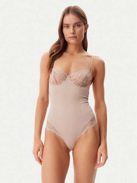 Calvin Klein Underwear Body 000QF8002E Beżowy. Brązowe body damskie Calvin Klein Underwear, l, bez wzorów, z syntetyku. Za 201.99 zł.