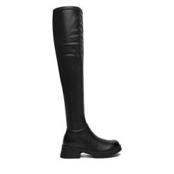 Muszkieterki DeeZee. Czarne kozaki damskie DeeZee, bez obcasa, na płaskiej podeszwie. Za 249.99 zł.