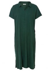 Sukienka kaftanowa z przewiewnej mieszanki lnu i wiskozy. Zielone sukienki damskie bonprix, na lato, bez wzorów, z wiskozy, bez kołnierzyka, bez ramiączek. Za 139.99 zł.