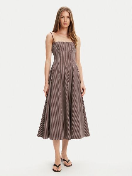 STAUD Sukienka letnia Wylie R25S2108YP Brązowy Slim Fit. Brązowe sukienki damskie STAUD, na lato, s, bez wzorów, z bawełny, bez kołnierzyka, bez ramiączek. Za 1,479.00 zł.