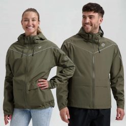 Kurtka na deszcz unisex Rogelli Commuter Essential. Zielone kurtki damskie Rogelli, m, bez wzorów, z materiału, z kapturem. Za 313.00 zł.