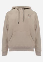Beżowa Bluza z Kapturem i Haftem Usja. Brązowe bluzy męskie Born2be, m, bez wzorów, z kapturem. Za 74.99 zł.