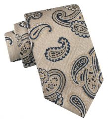 Klasyczny Krawat Męski - Chattier - Beżowy z Dużym Wzorem Paisley. Brązowe krawaty i muchy Chattier, bez wzorów, z tkaniny, eleganckie. Za 49.00 zł.