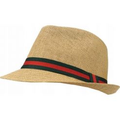 Kapelusz Męski, Ciemny Beżowy, Trilby, Letni z Paskiem, Przewiewny -Pako Jeans. Brązowe czapki i kapelusze męskie Pako Jeans, na lato, bez wzorów, z jeansu, klasyczne. Za 55.00 zł.