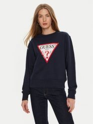 Guess Bluza W2YQ16 KBA11 Granatowy Regular Fit. Niebieskie bluzy damskie Guess, m, z aplikacjami, z bawełny, bez kaptura. Za 249.99 zł.