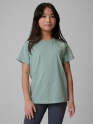 T-shirt regular gładki dziewczęcy 4F 4FJRSS26TTSHF3554. Zielone t-shirty i topy dla dziewczynek 4f, bez wzorów, z bawełny, bez ramiączek. Za 22.99 zł.