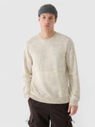 4F Bluza dresowa nierozpinana bez kaptura męska - beżowa XXL. Brązowe bluzy męskie 4f, m, bez wzorów, z bawełny, bez kaptura. Za 179.99 zł.