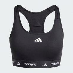 Biustonosz TECHFIT. Czarne biustonosze Adidas, bez wzorów, z elastanu. Za 179.00 zł.
