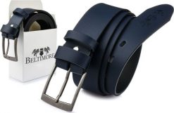 Beltimore Beltimore skórzany pasek męski granatowy szeroki E02. Niebieskie paski damskie Beltimore, bez wzorów. Za 54.99 zł.