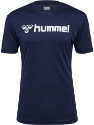 Koszulka Hummel Logo. Niebieskie koszulki sportowe damskie Hummel, l, bez wzorów, z materiału, bez kołnierzyka, bez ramiączek, na fitness i siłownię. Za 113.50 zł.