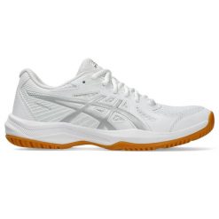 Buty siatkarskie damskie Asics Upcourt 6. Białe obuwie sportowe damskie Asics, bez wzorów, z materiału, trekkingowe. Za 239.00 zł.