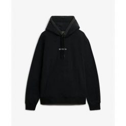 Polarowa bluza z kapturem z mikro logo Superdry. Czarne bluzy męskie Superdry., m, bez wzorów, z polaru, z kapturem. Za 383.95 zł.