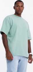 T-shirt bawełniany męski LOOSE FIT z okrągłym dekoltem miętowy V6 OM-TSBC-0234 XL. Zielone t-shirty męskie Ombre, m, bez wzorów, z bawełny, bez kołnierzyka. Za 136.15 zł.