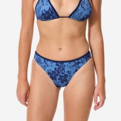 Dół kostiumu kąpielowego damski Decathlon Nina Borneo. Niebieskie bikini damskie Decathlon, bez wzorów. Za 29.99 zł.