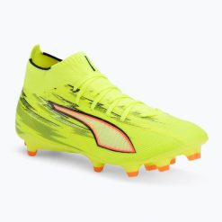 Buty piłkarskie PUMA Ultra 6 Match + FG/AG. Żółte obuwie sportowe damskie Puma, bez wzorów, z materiału, do piłki nożnej. Za 269.99 zł.