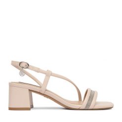 Sandały Nine West. Brązowe sandały damskie Nine West, bez wzorów, bez obcasa, na słupku, bez zapięcia. Za 249.99 zł.