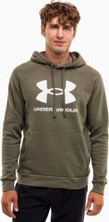 Under Armour Bluza z kapturem kangurka męska Under Armour Rival Fleece Logo HD oliwkowa 1379758 390 L. Zielone bluzy męskie Under Armour, l, bez wzorów, z kapturem. Za 236.05 zł.