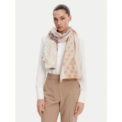 Chusta Guess. Brązowe szaliki i chusty damskie Guess, z aplikacjami. Za 289.99 zł.