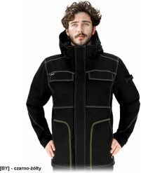 LH-ORKAN-J - męska kurtka ochronna stójka podszyty polarem dopinany kaptur softshell ocieplana wiatro i wodoodporna elastyczna - czarno-żółty XL. Brązowe kurtki męskie Reis, m, bez wzorów, z polaru, bez kaptura. Za 265.89 zł.