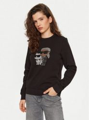 KARL LAGERFELD Bluza A1W20081 Czarny Regular Fit. Czarne bluzy damskie KARL LAGERFELD, m, bez wzorów, z bawełny, bez kaptura. Za 759.99 zł.