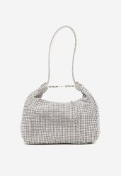 Srebrna Koktajlowa Torebka Vices z Cyrkoniami Devika. Szare torby na ramię damskie Born2be, bez wzorów, z materiału, eleganckie, bez dodatków. Za 99.99 zł.