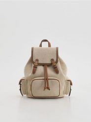 Żakardowy plecak - brązowy. Brązowe plecaki damskie Reserved, bez wzorów, z bawełny, klasyczne. Za 159.99 zł.