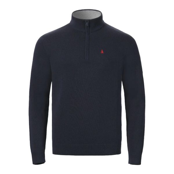 Sweter 1/4 zip Musto Original. Niebieskie swetry przez głowę męskie Musto, m, bez wzorów, z bawełny, bez kołnierzyka. Za 517.70 zł.
