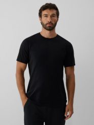 4F T-shirt regular z antybakteryjnym wykończeniem Polygiene męski - czarny S. Czarne t-shirty męskie 4f, l, bez wzorów, z dzianiny, klasyczne, bez kołnierzyka. Za 69.99 zł.