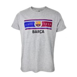 Koszulka FC Barcelona - licencjonowana. Szare koszulki sportowe męskie FC Barcelona, xl, bez wzorów, bez kołnierzyka, bez ramiączek, do piłki nożnej. Za 99.00 zł.