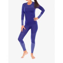 Bielizna termoaktywna damska Odlo Fundamentals Performance Warm Set Long. Niebieskia bielizna termoaktywna damska Odlo, bez wzorów, bez ramiączek. Za 297.09 zł.