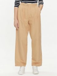 Tommy Hilfiger Spodnie materiałowe WW0WW41355 Beżowy Relaxed Fit. Brązowe spodnie materiałowe damskie Tommy Hilfiger, bez wzorów, z bawełny. Za 499.99 zł.