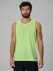 4F Koszulka do biegania regular szybkoschnąca męska - żółta XL. Żółte koszulki sportowe męskie 4f, m, bez wzorów, bez kołnierzyka, bez ramiączek, do biegania. Za 119.99 zł.