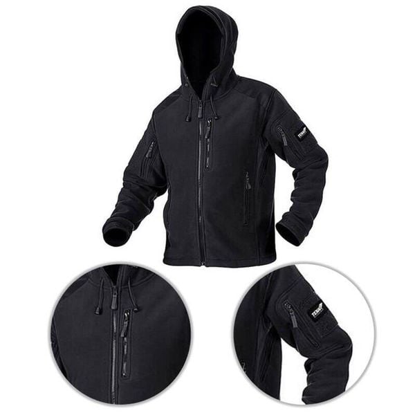 Bluza Polarowa męska Texar Husky Czarna. Czarne bluzy męskie Texar, m, bez wzorów, z polaru, bez kaptura. Za 256.81 zł.